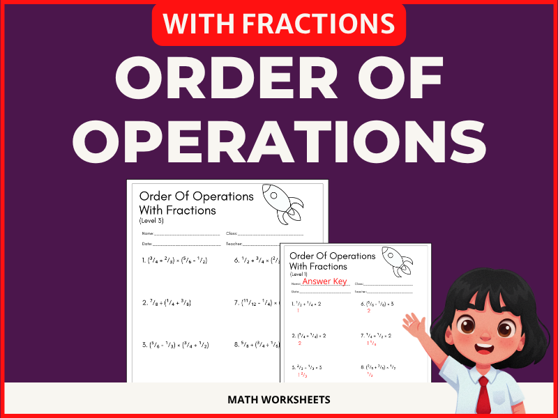 Order of Operations with Fractions Differentiated Math Worksheets