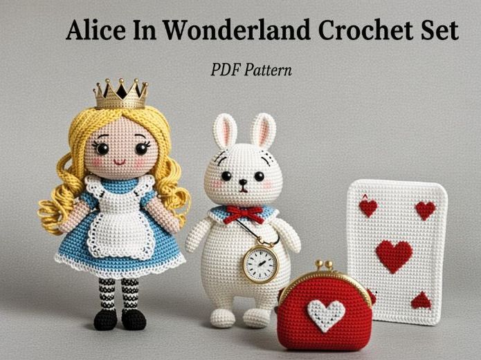 Alice in Wonderland Crochet Set – PDF Pattern