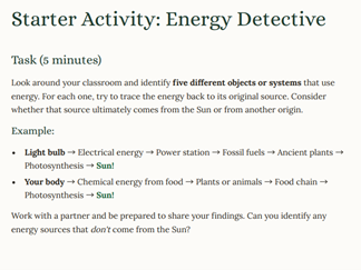 iGCSE Physics - 1.7.3 Energy Resources SUPPLEMENT