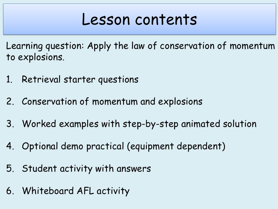 AQA (A-Level) 9.5 Explosions