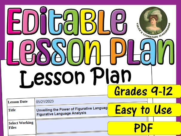 Figurative Language : Editable Lesson Plan for High School