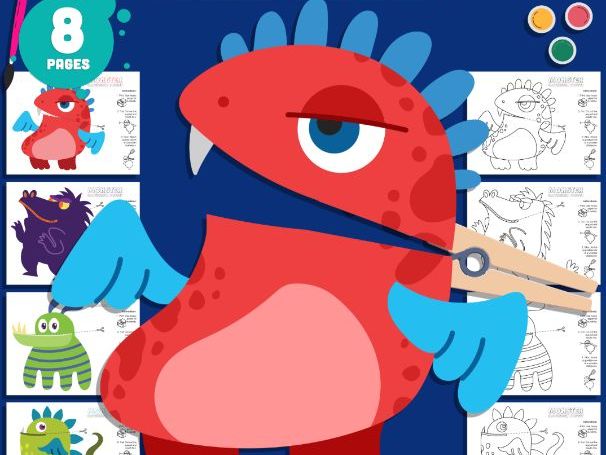 Monster Puppet Craft for Halloween, Clothespin Characters