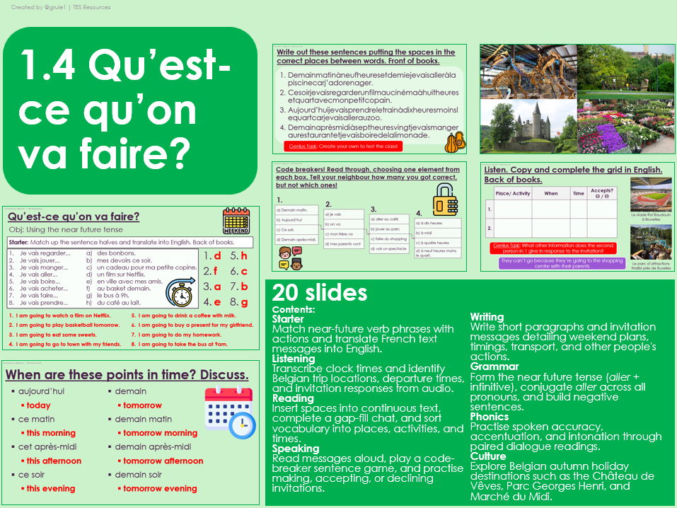 NEW 2026 GCSE French. Foundation/ Vert. Module 1: Unit 4. Qu’est-ce qu’on va faire?