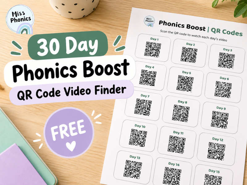 30 Day Phonics Boost QR Code Video Finder | YouTube Phonics Lessons