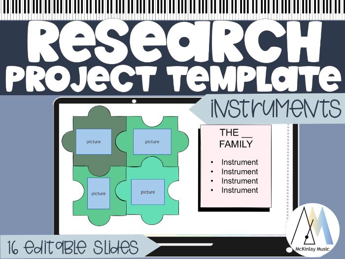 Musical Instrument Research Project Template - structured digital slides
