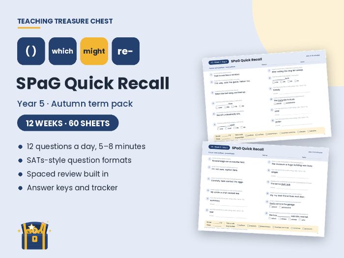 Year 5 SPaG Quick Recall: 12-Week Grammar and Punctuation Starters