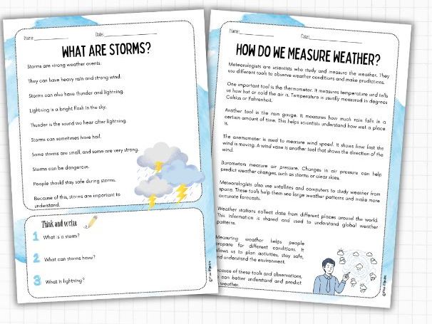Weather Reading Comprehension (Nonfiction, 2 Levels) | ESL KS2 Science