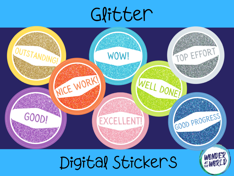 10 Glitter Digital Stickers Teaching Resources