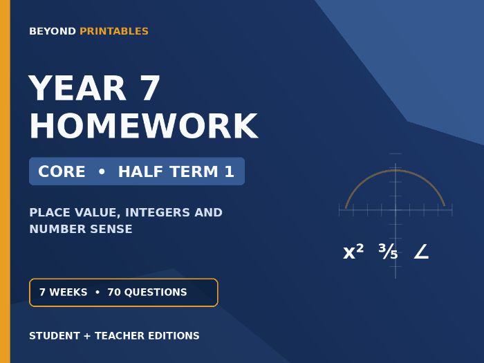 Year 7 Maths Homework | Core | Half Term 1 | Student & Teacher Booklets