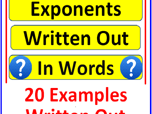 Exponents in Words (20 Examples Written Out) | Teaching Resources