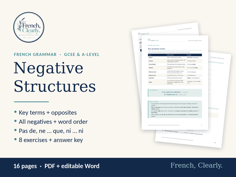 French Negatives – Ne Pas, Jamais, Rien, Personne, Que: Rules & Exercises (GCSE & A-level)