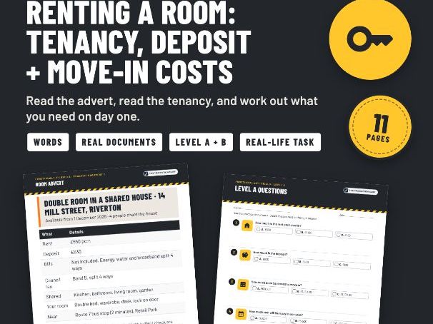 Renting a Room: Tenancy, Deposit + Move-In Costs - SEND KS4 Post-16 Life Skills UK