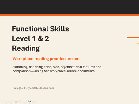 Functional Skills English Reading – Workplace Documents, Skimming & Scanning, Tone, Purpose & Compar