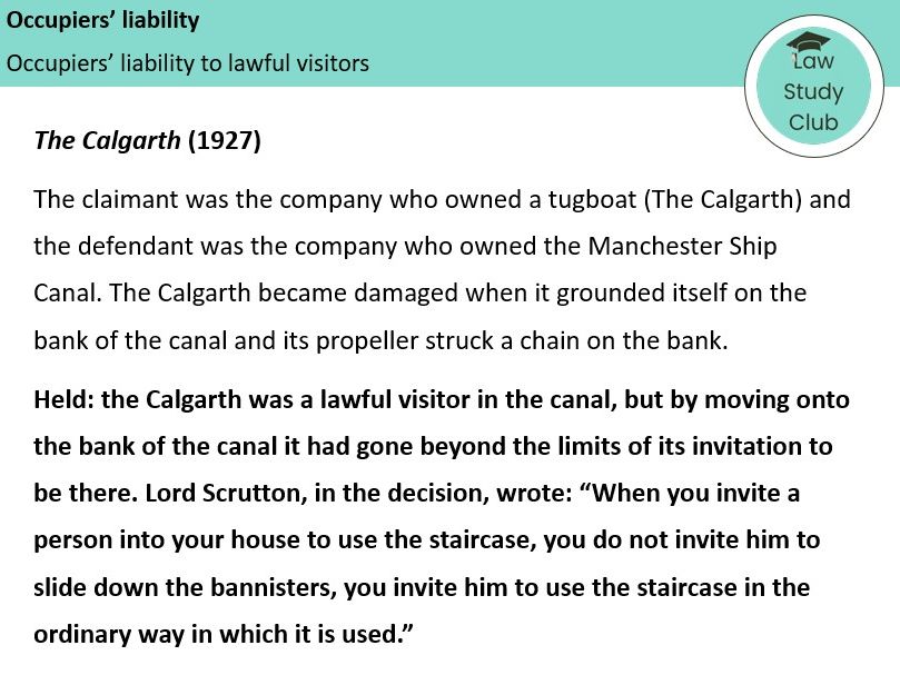 Occupiers’ liability: complete resource pack for AQA A-level law