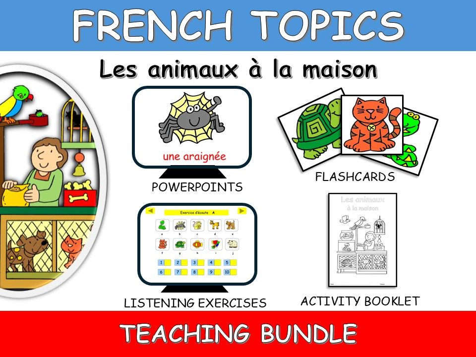 FRENCH TOPICS: LES ANIMAUX A LA MAISON - TEACHING BUNDLE