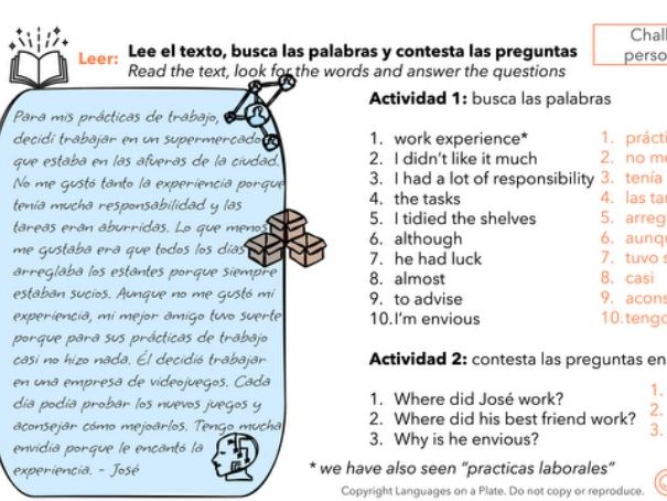 ¿Qué hiciste en tus prácticas laborales? - Work experience Past in Spanish - what did you do?