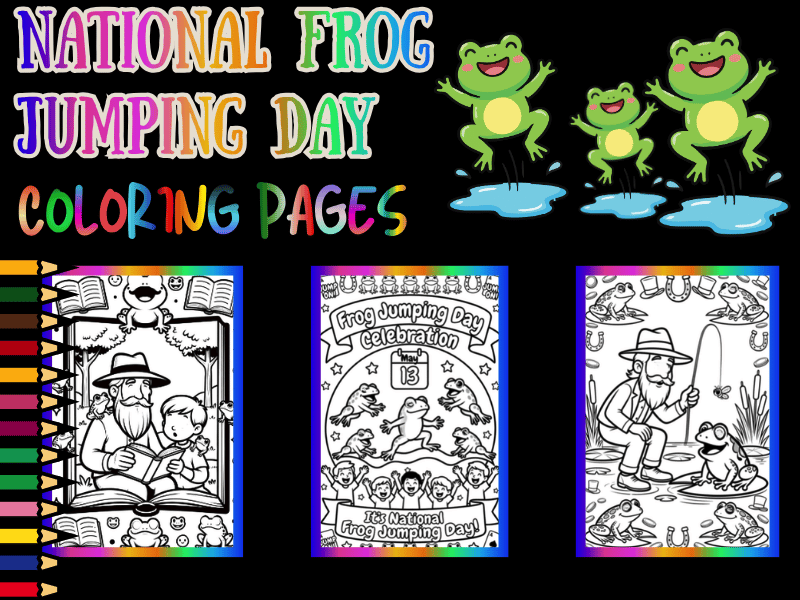 National Frog Jumping Day May 13 Coloring Pages | Mark Twain NO PREP Activity