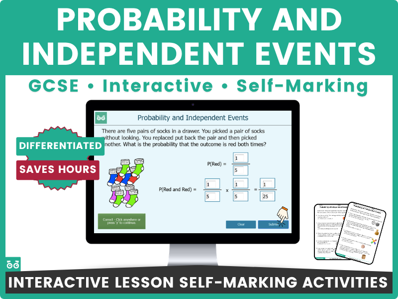 Probabilities: Independent Events Digital Maths Lesson and Activities |  GCSE