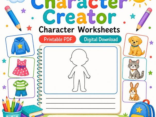 My Character Creator | Character Worksheets | Printable PDF | Digital Download