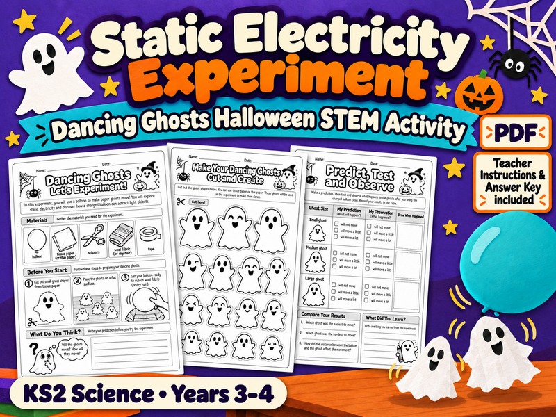 Static Electricity Experiment, Dancing Ghosts Halloween Activity