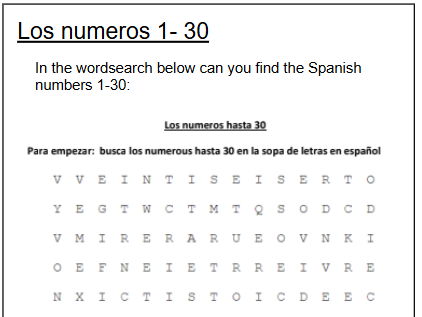 Los numeros 1-30