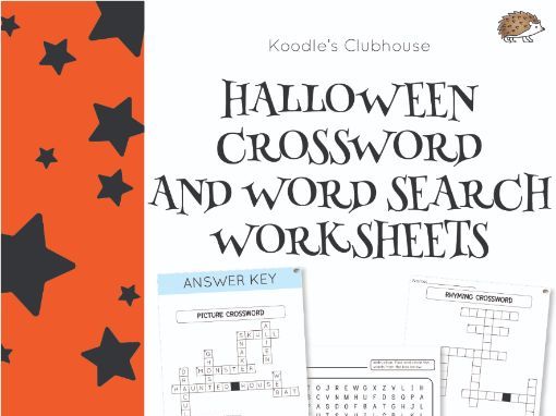 Halloween crossword and word search worksheets