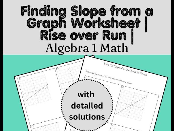 Finding Slope from a Graph Worksheet | Rise over Run | Algebra 1 Math