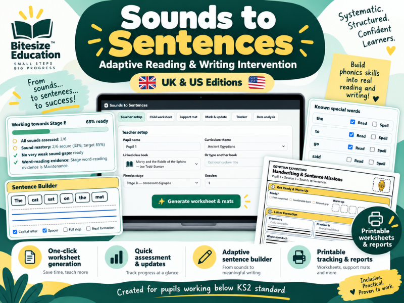 Sounds to Sentences | Adaptive Phonics, Reading & Writing Intervention | KS2