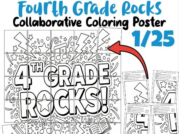 Fourth Grade Rocks Collaborative Coloring Poster | National Fourth Grader Day
