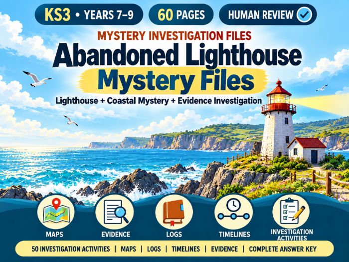 Abandoned Lighthouse Mystery Files KS3 Reading Comprehension & Inference 60 Pages