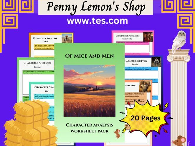 Of Mice and Men Worksheet Pack