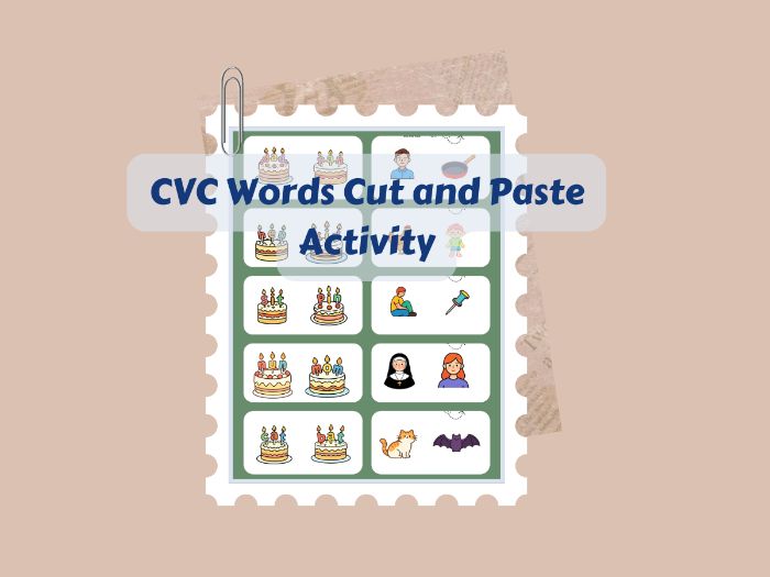 CVC Word Matching Cut and Paste Activity