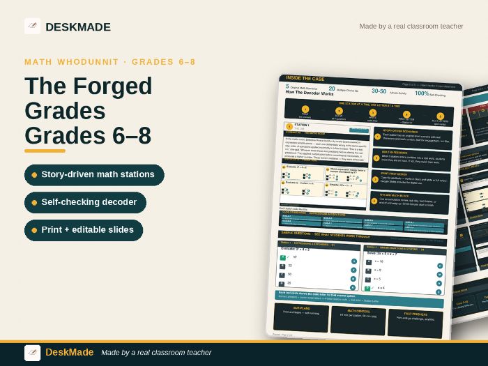 Math Whodunnit Escape Room | Grades 6–8 | Forged Grades | Expressions