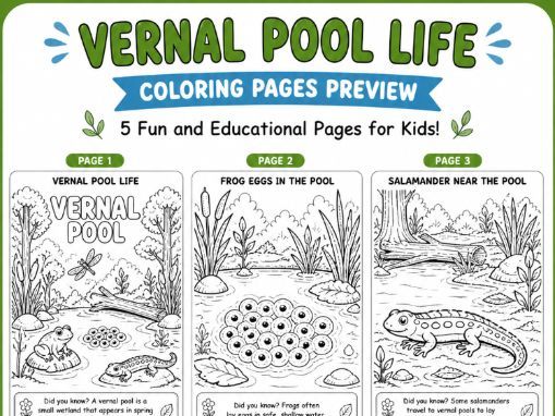 Vernal Pool Life Coloring Pages | Wetland Ecosystem Activities for Kids