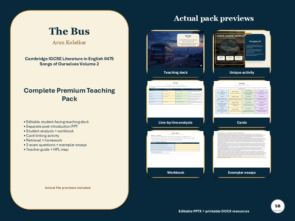 “The Bus” - poem by Arun Kolatkar - Unit of Work from Smithy's Basics