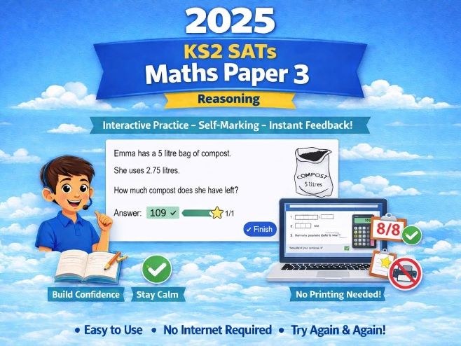 Year 6 SATs Paper 3 2025 Reasoning Interactive Paper - Full interactive, auto-marked format
