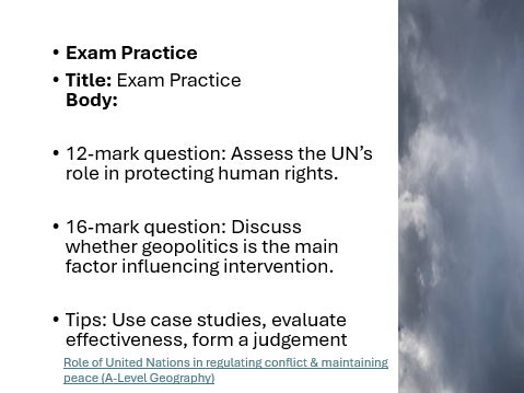 OCR A Level Human Rights: Lesson 2: Human rights norms, Interventions and Geopolitics.