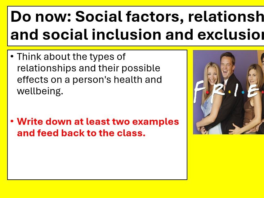 BTEC TECH AWARD Component 3 Health and Wellbeing Health & Social Care LESSON8