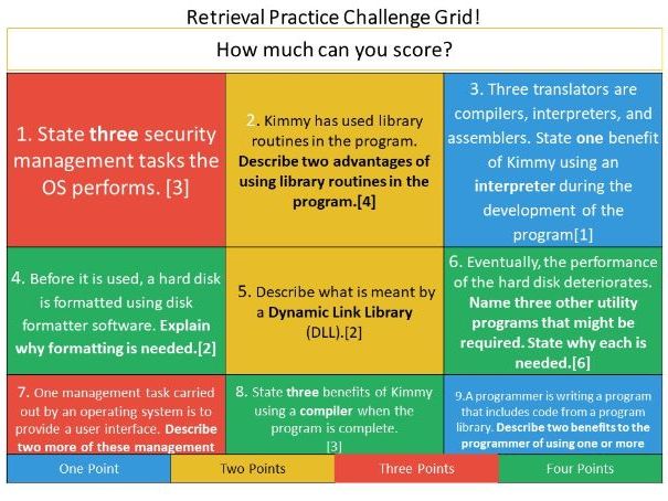 Starter -  Operating Systems and Utilities- Retrieval Practice Challenge Grid