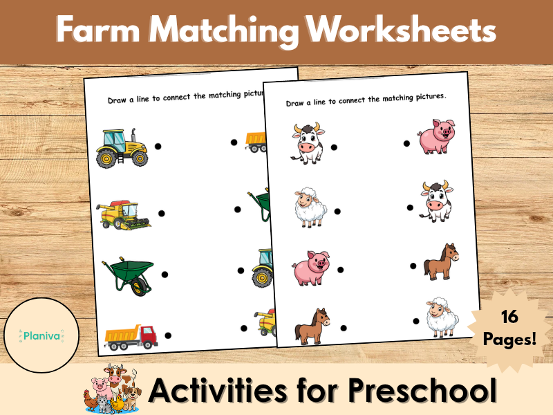 Farm Matching Worksheets | Preschool & Kindergarten Printable Pack