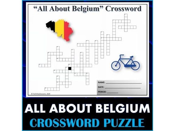 All About Belgium - Crossword Puzzle Activity Worksheet