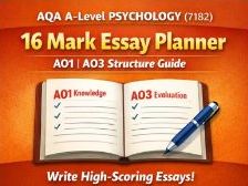 AQA A-Level Psychology 16 Mark Essay Planner (7182) | AO1 AO3 Structure Guide