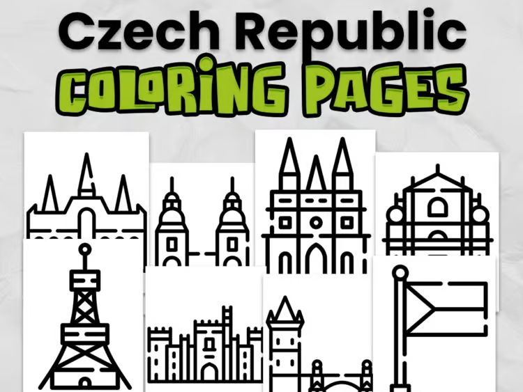 Czech Republic (Czechia) Colouring Pages | Czechia Country Study | Europe Geography Activity