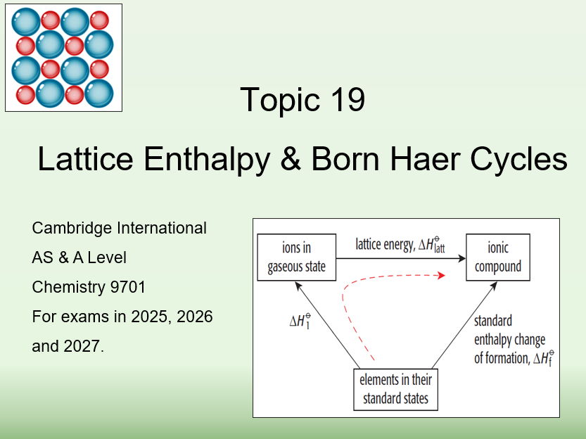 Topic 19 Lattice Enthalpy, Born Haber Cycles 8 Lessons CIE AS/A Level Chemistry