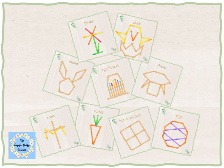 Lolly Stick Pattern Cards - Easter (Natural Theme)