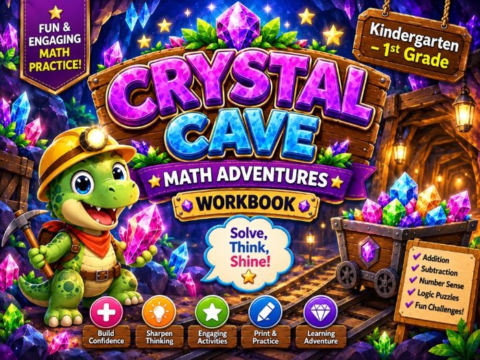 Crystal Cave Math Adventures | Kindergarten & 1st Grade Math Worksheets & Activities