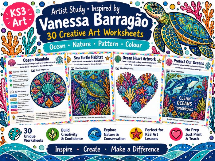 Vanessa Barragão Artist Study | 30 KS3 Art Worksheets | Ocean, Nature, Textiles & Pattern