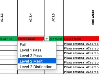 Teacher Controlled Assessment Tracker - Level 1/2 Hospitality and Catering