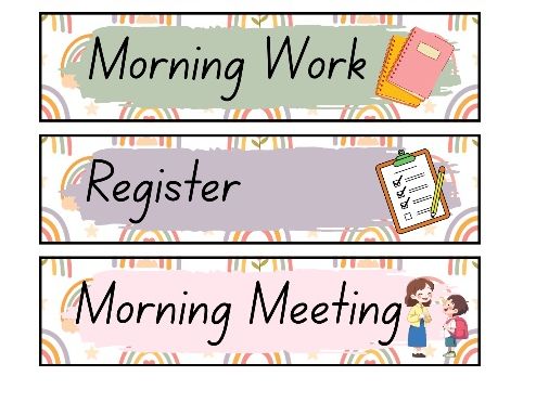 Boho Rainbow Classroom Visual Timetable