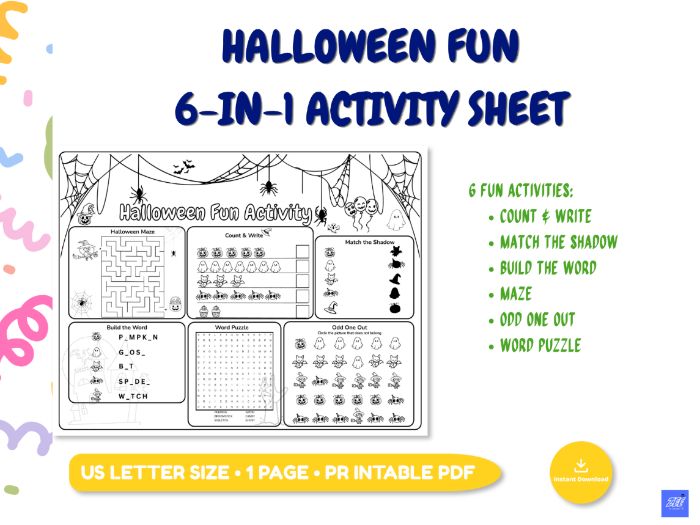 Halloween Fun Activity Sheet | 6-in-1 Printable Kids Halloween Activities